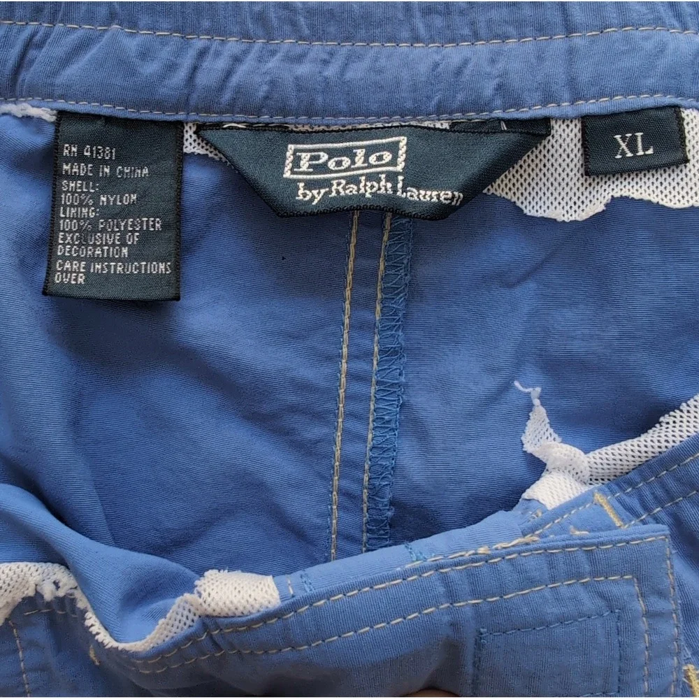 Vintage Polo Ralph Lauren Board Shorts Mens XL Blue Unlined Beach Casual Shorts